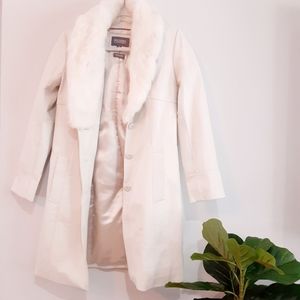 Wilson leather white bone leather long coat. Small